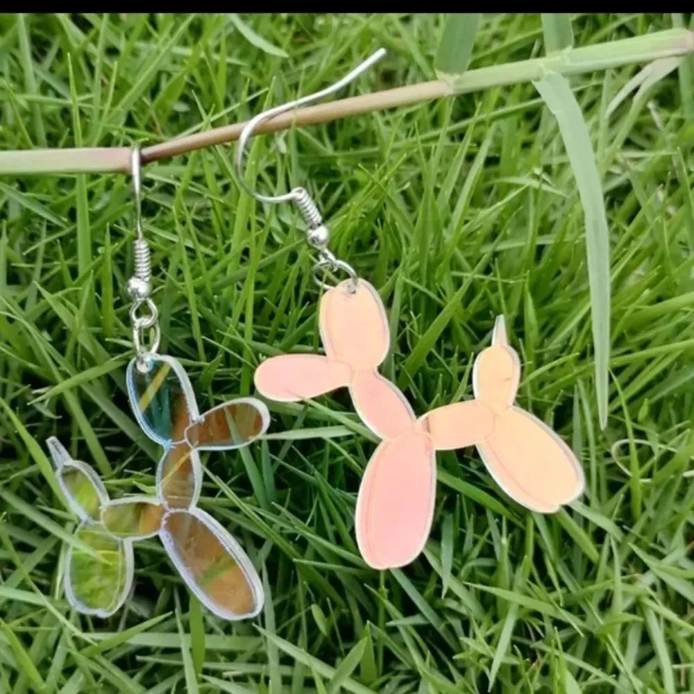 NWOT Holographic Acrylic Balloon Animal Earrings